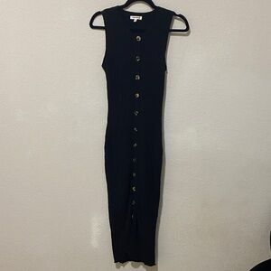 Good American Ribbed Black Sleeveless Dress
